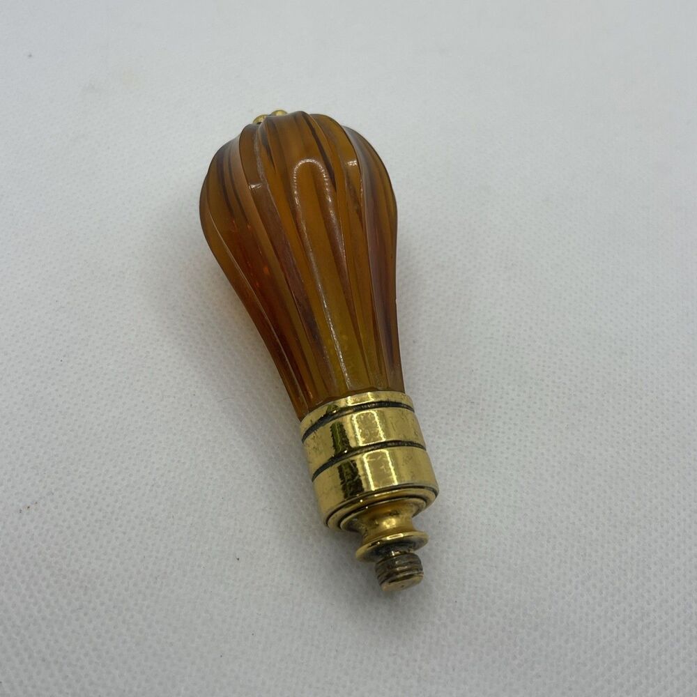 Vintage Art Deco Amber Glass & Brass Lamp Finial